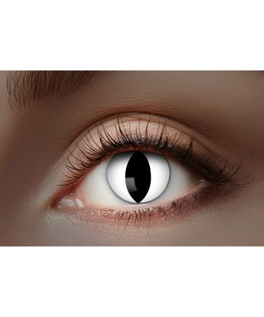 Eyecatcher 84027541-476 - Colored UV contact lenses 1 pair for 12 months white glow carnival Mardi Gras Halloween
