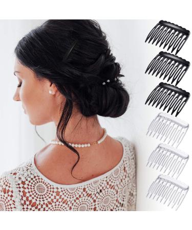 24-Piece Small Plastic French Hair Side Combs for Bridal Wedding Veil - Black/Clear - Buy Online on GoSupps.com