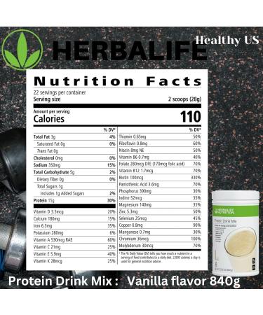 Herbalife HERBALIFE Protein Drink Mix: Vanilla flavor 840g Nutrient Dense Healthy Snack Protein - Buy Online on GoSupps.com