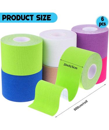 craftshou 6 Rolls Kinesiology Tape Waterproof Athletic Tape Breathable Elastic Sports Physio Tape for Muscle Elbow Knee Shoulder Ankle Pain Relief White - Buy Online on GoSupps.com