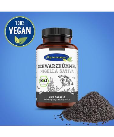 Buy Ayursana Vegan Organic Black Cumin Capsules - 500 ct Nigella Sativa 1800mg Daily Dose from Egypt | Natural Wellness & Supplements - Buy Online on GoSupps.com