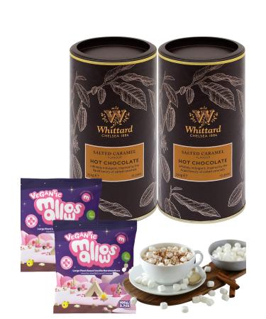 Whittards Hot Chocolate Salted Caramel Cocoa Powder With 2Pack Vegantic Marshmallow Suitable For Vegan