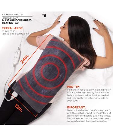 Calming Heat Weighted Heating Pad by Sharper Image - Electric Massaging Pad with 6 Settings for Relaxation - 12 x 24 inches, 4 lbs - Buy Online on GoSupps.com