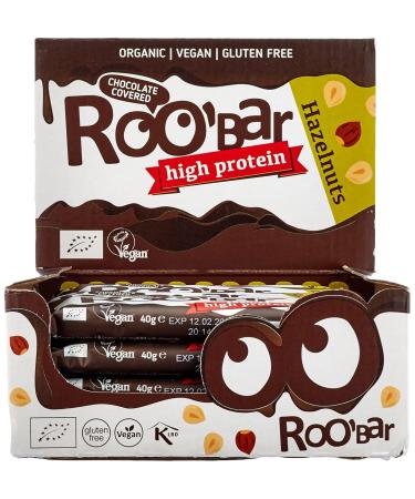 Roobar Peanut & Hazelnut Bars Bundle - 100% Organic Vegan Gluten-Free No Refined Sugar High Protein - 16x30g & 16x40g - Buy Online on GoSupps.com