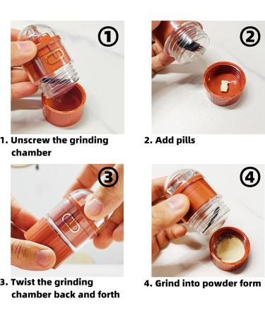 Multifunctional Pill Crusher & Grinder - Stainless Steel Blade - Crushes Vitamins Tablets & Medicines - Includes Removable Drinking Cup & Metal Vial - Red - Buy Online on GoSupps.com