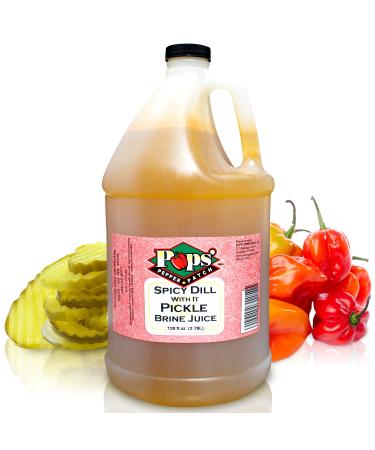 Pops Pepper Patch Spicy Pickle Brine Juice - Spicy Pickle Juice for Leg Cramps, Pickle Pops, Pickle Juice Shots - Made from Real Pickles and Habanero Peppers - No Artificial Colors or Flavors - 1 Gal Spicy Dill