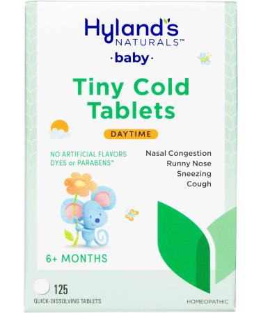 Hyland's Baby Tiny Cold Tablets, Natural Relief of Runny Nose, Congestion, and Occasional Sleeplessness Due to Colds, 125 Quick-Dissolving Tablets