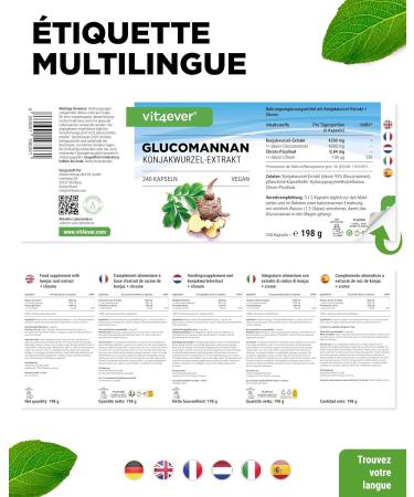 Glucomannane de la racine de konjac - 240 g lules - fortement dos avec 4200 mg par portion journali re - optimis avec du chrome - v g talien - Buy Online on GoSupps.com