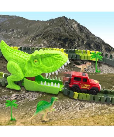 Dinosaur Race Car Tracks Set - 288 Pcs | Flexible Train Tracks for A Dino World Road | 2 Electric Race Cars | Best Gift for Toddlers Boys and Girls - Buy Online on GoSupps.com