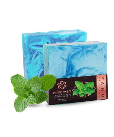 Panu soap mint - vegan shower soap for all skin types - natural soap as a fixed shower gel and solid shampoo - Premium soap bar - Natural shower chunk as a fixed shower gel mint 110 g (1 Pack)