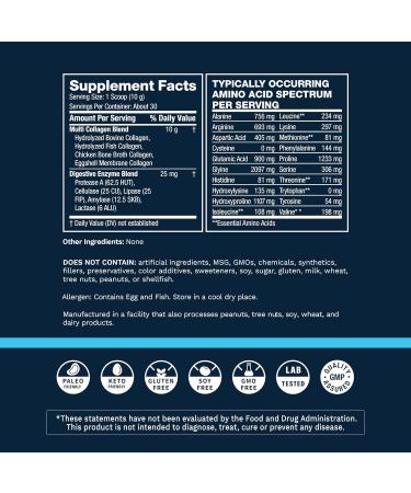 Life's Fortune Multi Collagen Peptides Powder Drink Plus for Women & Men - Type I II III V X Blend with Digestive Enzyme for Skin Hair Nails Joints Health Unflavored 30 Servings 10.61 Ounce (Pack of 1) - Buy Online on GoSupps.com