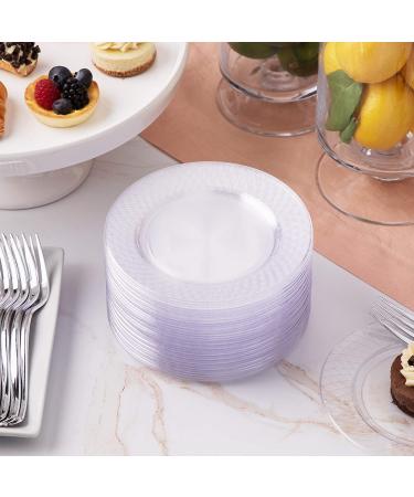 100 Clear Plastic 6.25 Inch Disposable Dessert Plates - Elegant Round Party Plates for Weddings & Events - Buy Online on GoSupps.com