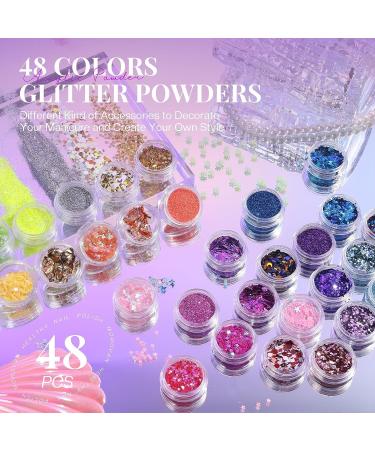 Morovan Poly Gel Starter Set - 8 Colors Nail Kit with UV Lamp & 48 Glitter | DIY Nail Art - Buy Online on GoSupps.com