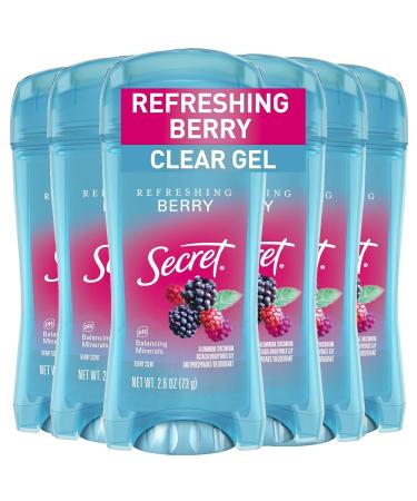 Secret Antiperspirant and Deodorant for Women 48 Hr Odor Protection Clear Gel Berry Scent 2.6 Oz (Pack of 6)