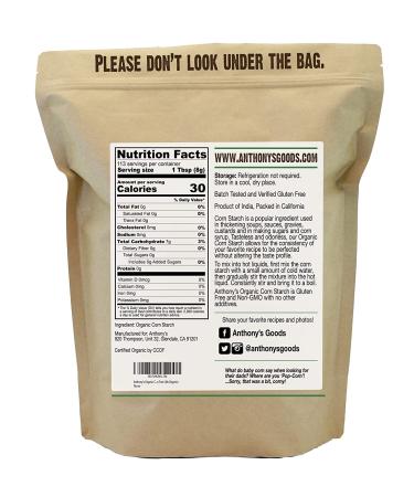 Anthony's Organic Corn Starch 2 lb - Gluten Free, Vegan & Non GMO - Buy Online on GoSupps.com