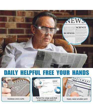 Magnifying Glasses with LED Light Big Zoom Vision Reading Glasses Eyewear Rechargeable 160% Magnification Eyeglasses Hands Free for Reading Hobbies and Close Work Black - Buy Online on GoSupps.com
