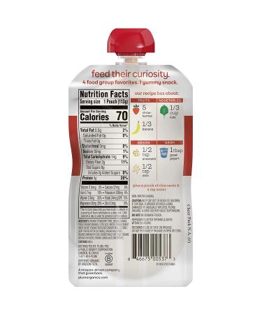 Plum Organics Mighty 4 Baby Food Pouch - Strawberry Banana Greek Yogurt Kale Amaranth Oat - 4oz (Pack of 6) - Buy Online on GoSupps.com