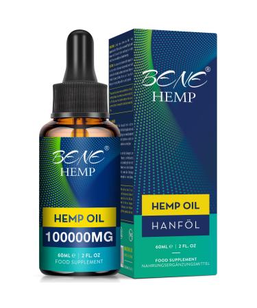 High Strength 100000mg Premium Oil - Supports Joint Sleep and Stress Relief Rich in Omega 3-6-9 Vitamin C & E 100% Vegan (60ml 100000mg) 60.00 ml (Pack of 1)