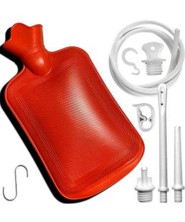 2 Quart Home Enema Bag Kit with Hose Enema Tips and Controllable Water Flow Clamp- Enema Bag for Colon Cleansing Enemas(Red)