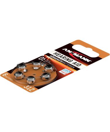 Ansmann Hearing Aid Batteries Pack of 6 Size 312 Brown Zinc Air Hearing-Aid Suitable for Hearing Aids Sound Amplifier - 1.45V Mercury Pack of 6 Type 312 - Brown - Buy Online on GoSupps.com