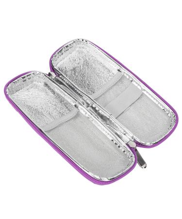 Insulin Cooler Travel Case Zipper Closure Waterproof EVA Easy Open Multi Layers Insulin Pen Carrying Case for Travel Use for Diabetes Products(Purple)