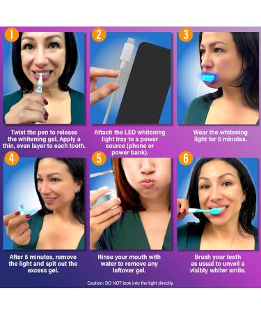 GuruNanda Premium Teeth Whitening Kit with Wired LED Light & Whitening Pen Works with iPhone & Android Helps Remove Surface Stains from Coffee Food Soda - Buy Online on GoSupps.com