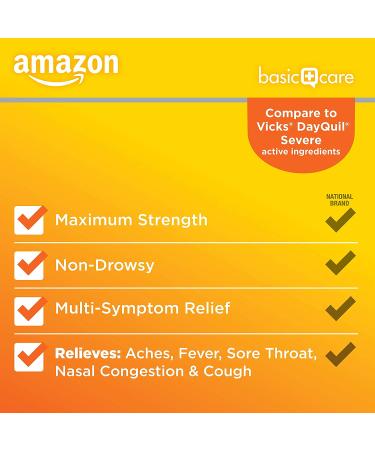 Amazon Basic Care Severe Daytime Cold and Flu Relief Liquid Medicine - 12 Fl Oz (Pack of 1) - Buy Online on GoSupps.com
