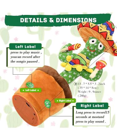 Ariel GXR Dancing Cactus Plush Toy - Interactive Singing and Talking Cactus - Fun Home Decoration for Kids - Sand Hammer Design - Buy Online on GoSupps.com
