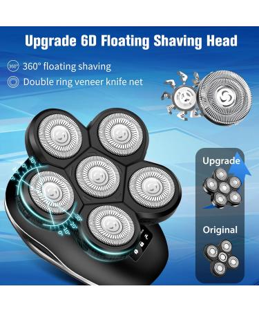 Sakioo 6 in 1 Electric Head Shaver for Bald Men | Waterproof Rotary Razor with LED Display & Shaver Kit - Cordless Bald Head Grooming - Buy Online on GoSupps.com