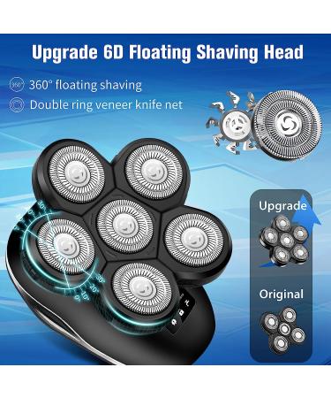 6-in-1 Men's Electric Head Shaver | Cordless Bald Shaver for Men | Waterproof Rotary Grooming Kit with Nose Hair Trimmer | HR-Shaver-BY06 - Buy Online on GoSupps.com