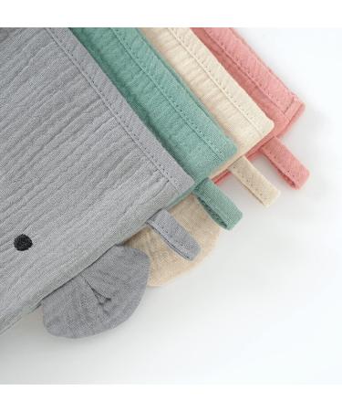 Blumie 2pcs Organic Cotton Bath Mitt Gloves for Babies & Kids with Animal Faces - Sage Green & Cloud Grey - Buy Online on GoSupps.com