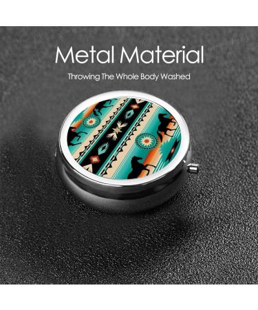 Portable Horse Stripes Pattern Metal Pill Box - Round 3-Compartment Design for Small Pills | Travel Essential - Buy Online on GoSupps.com
