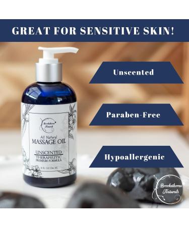 Unscented Massage Oil - 100% Natural Body Oil for Massage Therapy | Sweet Almond Grapeseed & Jojoba - Premium Carrier Oil for Aromatherapy | Brookethorne Naturals 8.5 Fl Oz - Buy Online on GoSupps.com