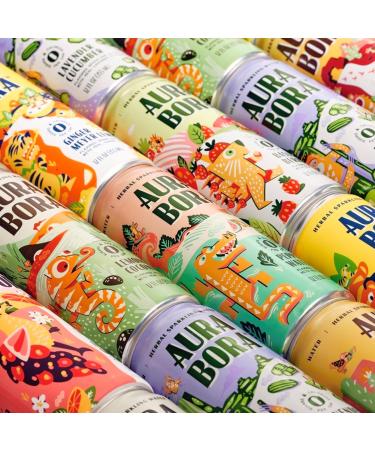 Basil Berry Herbal Sparkling Water by Aura Bora - 12 oz Can (Pack of 12) | 0 Calories, 0 Sugar, 0 Sodium | Non-GMO | 12 Fl Oz (Pack of 12) - Buy Online on GoSupps.com