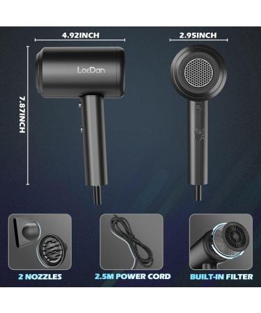 Professional Ionic Hair Dryer 2000W with Diffuser and Nozzles - Fast Drying Blow Dryer for Curly Hair | LokDan UK Black - Buy Online on GoSupps.com
