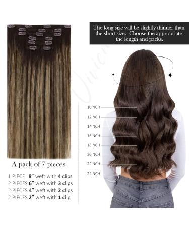 Vivien Extensions - Real Hair Clip-In Balayage Extensions #4/27 60cm 7PCs 140g Dark Brown with Caramel Blonde - Premium Remy Quality - Buy Online on GoSupps.com