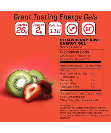 Boom Nutrition - Carb Boom Energy Gel - Fruit-Flavored Energy Gels - Workout Gel - Energy Gel for Cycling - Running Gel - Natural Energy Gel - Strawberry Kiwi (24 Pack) - Buy Online on GoSupps.com
