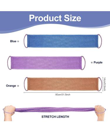 African Bathing Sponges Set - 3 Pieces Back Scrubbers & Net Smoother with Exfoliating Loofahs - Body Washing Accessories in Purple, Blue, Coffee - Buy Online on GoSupps.com