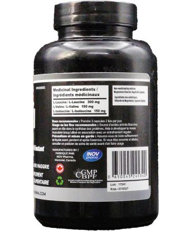 BCAA 2 1 1 capsules 600mg 180 count ultra pure vegan friendly for optimal muscle gain while less fatigue and rapid recovery - Buy Online on GoSupps.com
