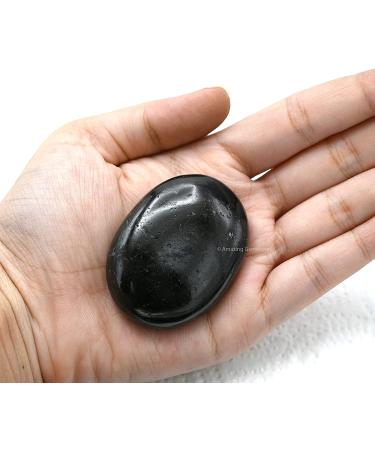 Black Tourmaline Palm Stone - Natural Chakra Balancing and Reiki Healing Crystal for Mental Wellness - Buy Online on GoSupps.com
