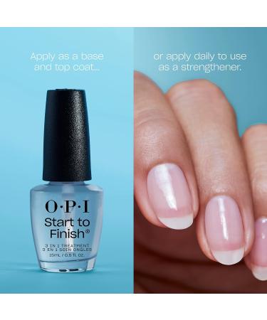 OPI Start to Finish 3-in-1 Treatment | Base Coat, Top Coat, Nail Strengthener | Vegan Formula with Vitamin A & E | Long Lasting Shine | 0.5 fl oz - Buy Online on GoSupps.com