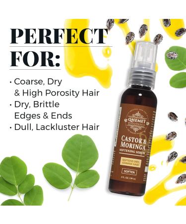 Qhemet Biologics Soften & Hydrate Duo: Castor & Moringa Serum + Amla & Olive Cream - 4C Hair Moisturizer & Softening Serum Set - Buy Online on GoSupps.com
