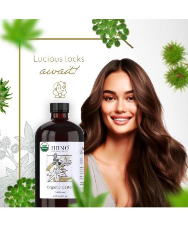 HBNO Organic Castor Oil - 16 oz (475ml) Value Size - Ideal for Shampoos Conditioners Mouth Washes Face wash Lotions and Skin care products (Glass Bottle) - Buy Online on GoSupps.com