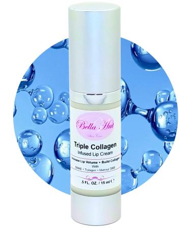 Bellahut's Triple Collagen Infused Lip Cream Plumping Redefining Wrinkle Reduction 0.5 OZ Airless Pump Bottle