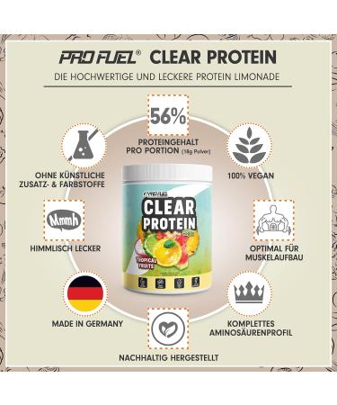Clear Vegan Protein 1080g | Tropical Fruits - Delicious & Refreshing 56% High-Quality Pea Protein Drink | 3 Pack - Buy Online on GoSupps.com