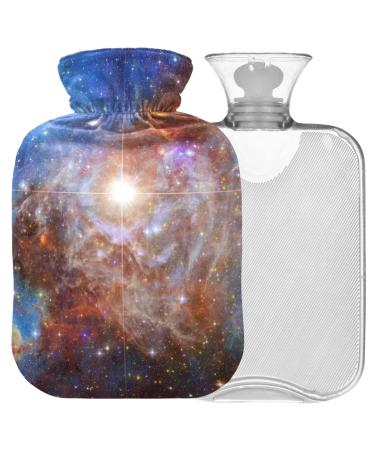 Naanle colorful hot water bottle with cover galaxy fog transparent hot water bottle hand feet heat bottle for pain relief heat and cold therapy 1 l