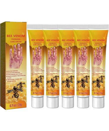 EXQST Bee Venom Psoriasis Treatment Cream Bee Venom Professional Anti-Itch Treatment Cream Soothing and Moisturizing Psoriasis Cream for All Skin Types 5pcs