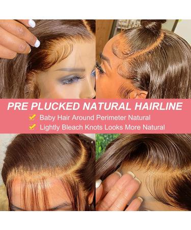 24 Tunfine Chocolate Brown Human Hair Lace Front Wig - 180 Density Straight HD Lace Frontal with Pre Plucked Hairline - Glueless and Natural-Looking Wig for Black Women - Buy Online on GoSupps.com