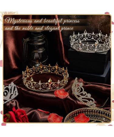 4 Pcs Baroque Prom King and Queen Crowns - Crystal Tiara and Metal Headband Set for Wedding, Gothic Costume, Birthday Party - Exquisite Bridal Accessories - Buy Online on GoSupps.com