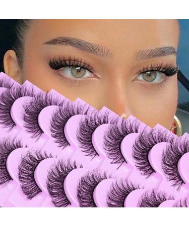 wiwoseo Cat Eye Mink Fluffy Eyelashes - 16MM Natural Wispy Strip Lashes, 10 Pairs - Buy Online on GoSupps.com